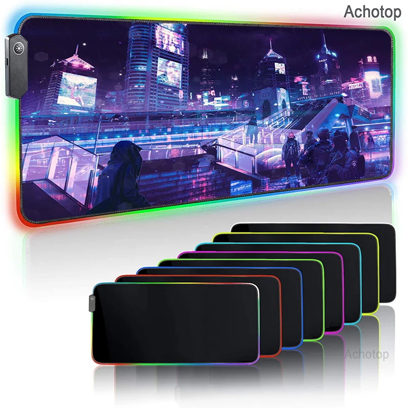 

Neon Pixel Gaming Mats XXL RGB Mouse Pad Gamer Desk Mat Gaming Mousepad Large Extended Rubber Soft Solid Keyboard Mause Mat Pad