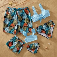 patpat 2021 summer family look swimwear solid top and floral print shorts matching swimsuits outfits new arrival for holiday