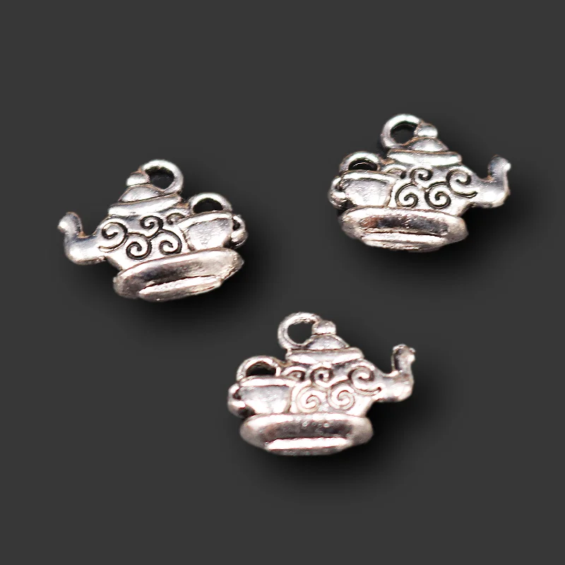 

15pcs Silver Plated Retro Teapot Pendant Hip Hop Bracelet Keychain Metal Accessories DIY Charm Jewelry Crafts Making M945