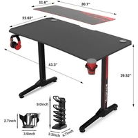 43 Inch Ergonomic Gaming Desk E-sports Computer Table PC Desk Gamer Tables Workstation with USB Gaming Handle RackMouse Pad