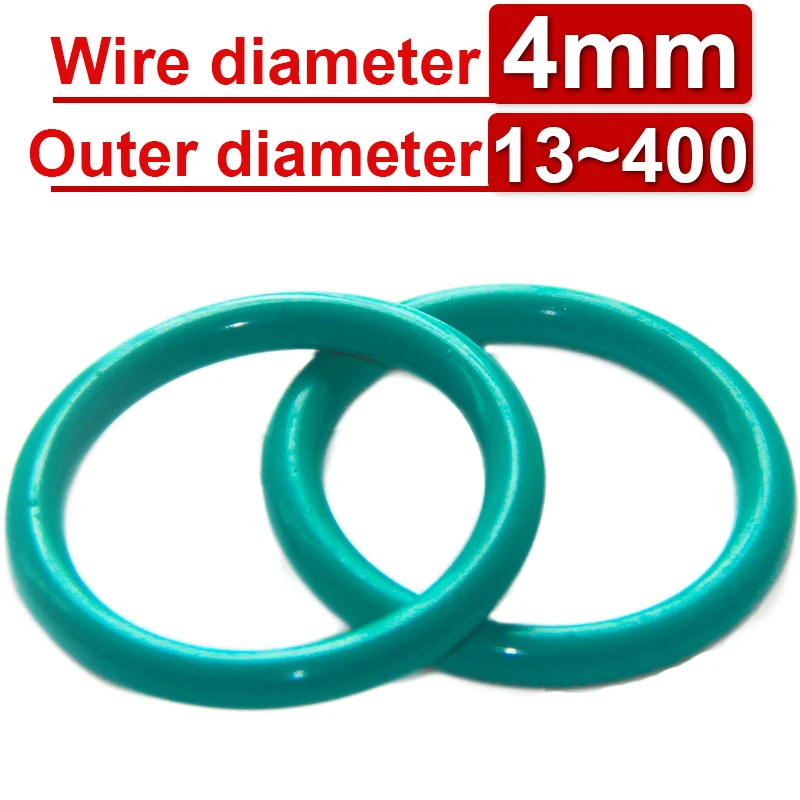 5Pcs Wire Diameter 4mm FKM Fluororubber O-Ring Sealing Ring CS OD 13mm-400mm Green Seal Gasket Ringcorrosion Resistant Heat