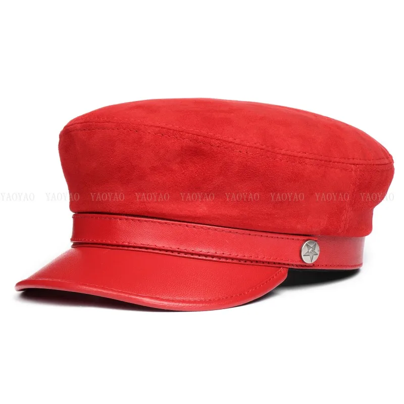 Корейские модные замшевые шапки унисекс из натуральной кожи для мужчин и женщин