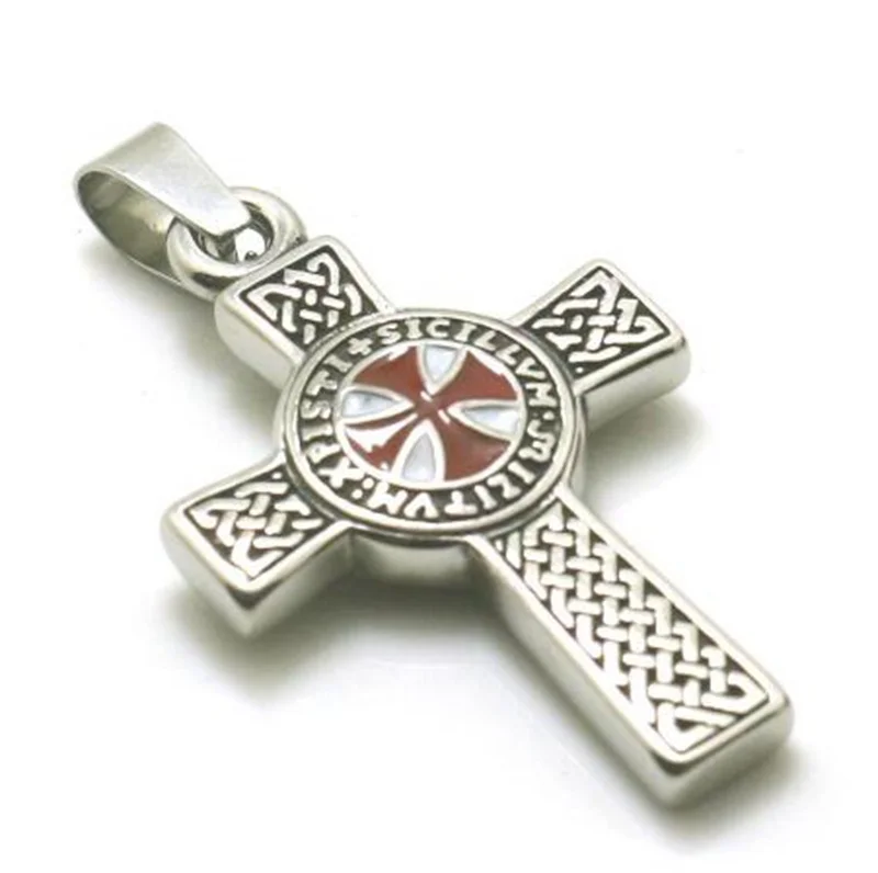 Мужской амулет в стиле панк с крестом рыцаря