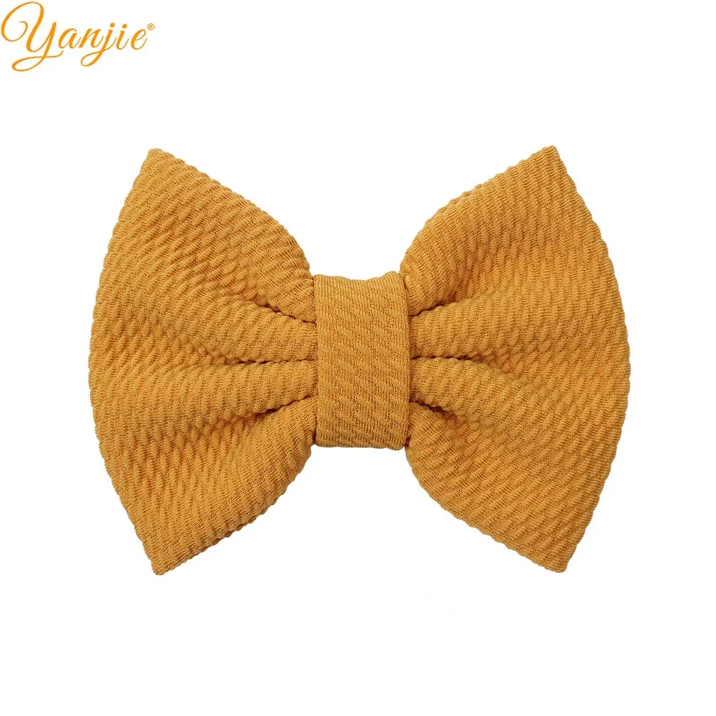 yellow 10 шт./лот, 5 дюймов, однотонные бантики для волос для девочек, зимние вафельные заколки для волос, Женская повязка на голову, заколки, аксессуары для волос, женские головные уборы - Цвет: yellow