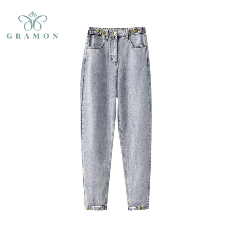 

Streetwear Fashion Women Jeans 2021 New Loose Simple Basic Button High Waist Straight Y2K Punk Denim Trousers Plus Size