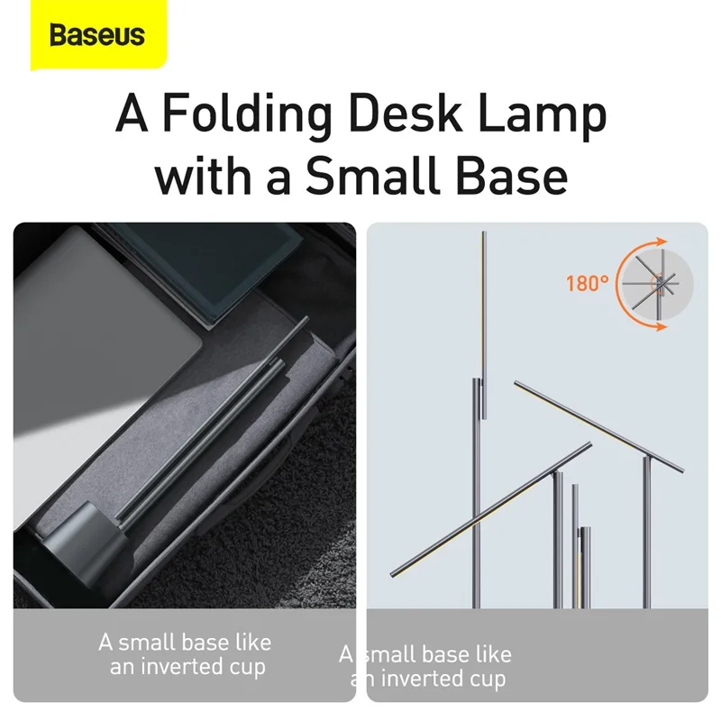 구매 Baseus-눈 보호 밝은 LED 테이블 램프, 시력 보호 스마트 책상 램프, 침실, 사무실용, 독서용, 공부 작업, 충전식 야간 조명