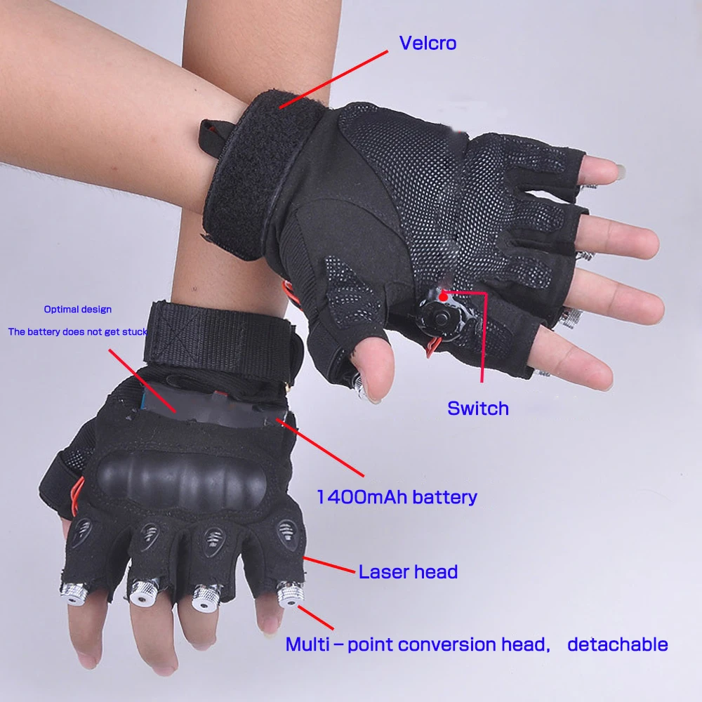 

Atmosphere Gloves Laser LED Lights Glowing Bar Performance Clothing Stage Props Laser Dance DJ Singer Multi-ray Gloves