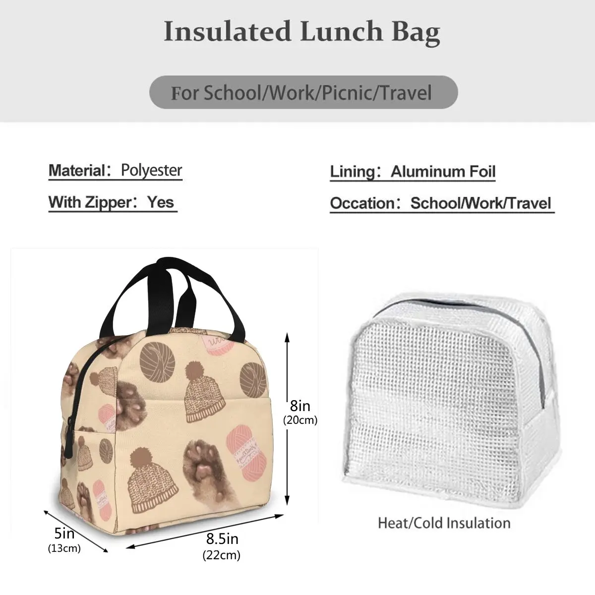

NOISYDESIGNS Hot Sale Thermal Food Picnic Lunch Bags Cats Print School Picnic Cooler Bag Insulated Pouch Female Bolsa Termica