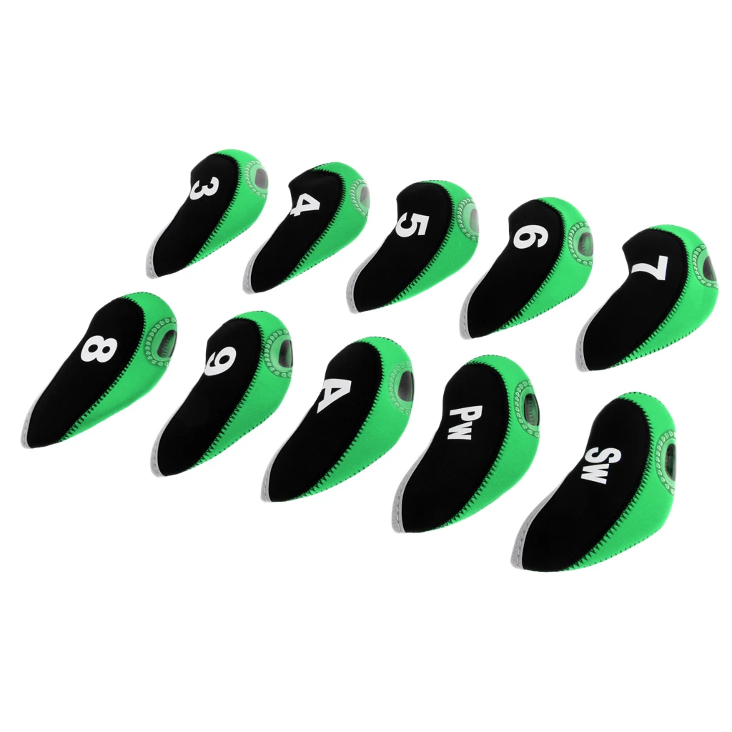 10pcs/pack Neoprene Golf Club Headcover Wedge Iron Cover Protactive Two-tone Transparent hole Easy to Distinguish | Спорт и
