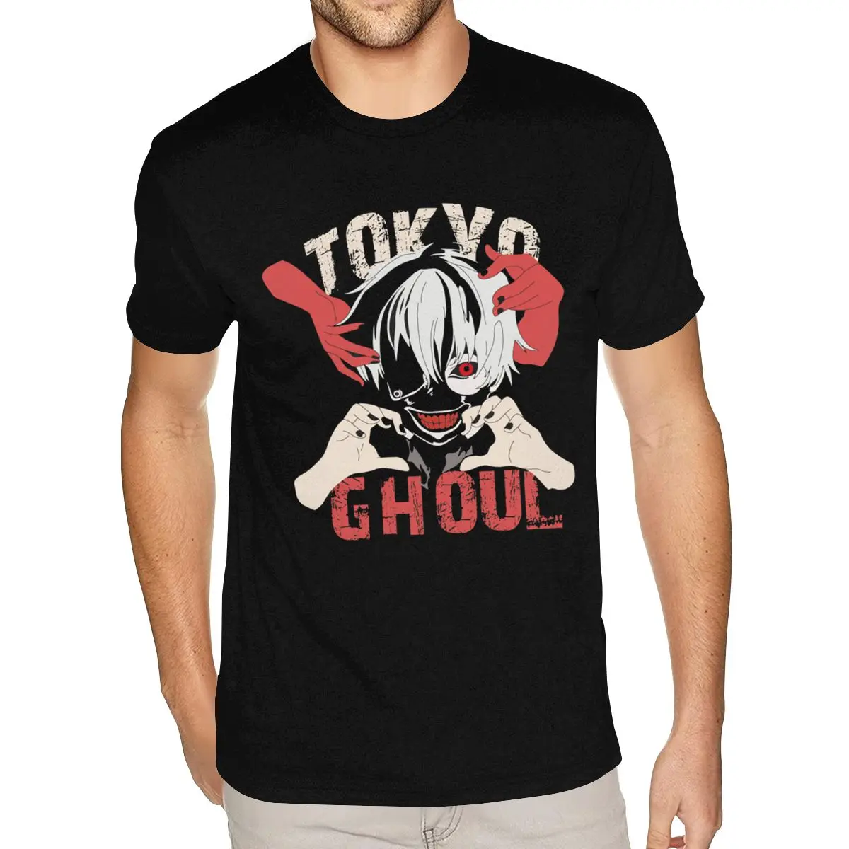 

Striped Tokyo Ghoul tshirt Short Sleeve Cotton Mens Plus Size Black Tee Shirt
