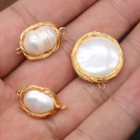 natural freshwater pearl pendant irregular shape double hole connector pendants for jewelry making diy necklaces accessories