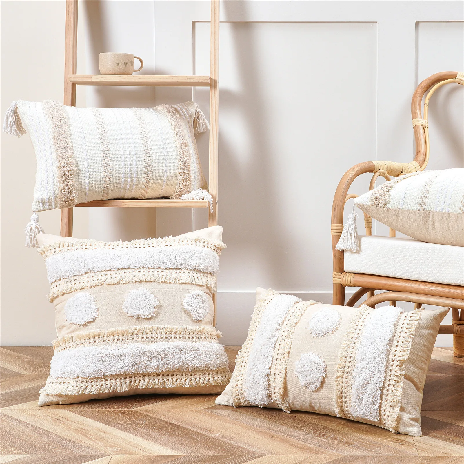 Льняные Наволочки с кисточками бежевая наволочка в стиле бохо стеганая подушка