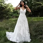 Женское кружевное свадебное платье It's yiiya, белое ТРАПЕЦИЕВИДНОЕ ПЛАТЬЕ на тонких бретельках с V-образным вырезом и открытой спиной на лето 2021