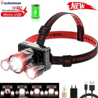 8000lm p900 side light built in battery led headlamp 4 modes usb rechargeable headlight waterproof head lamp head torch
