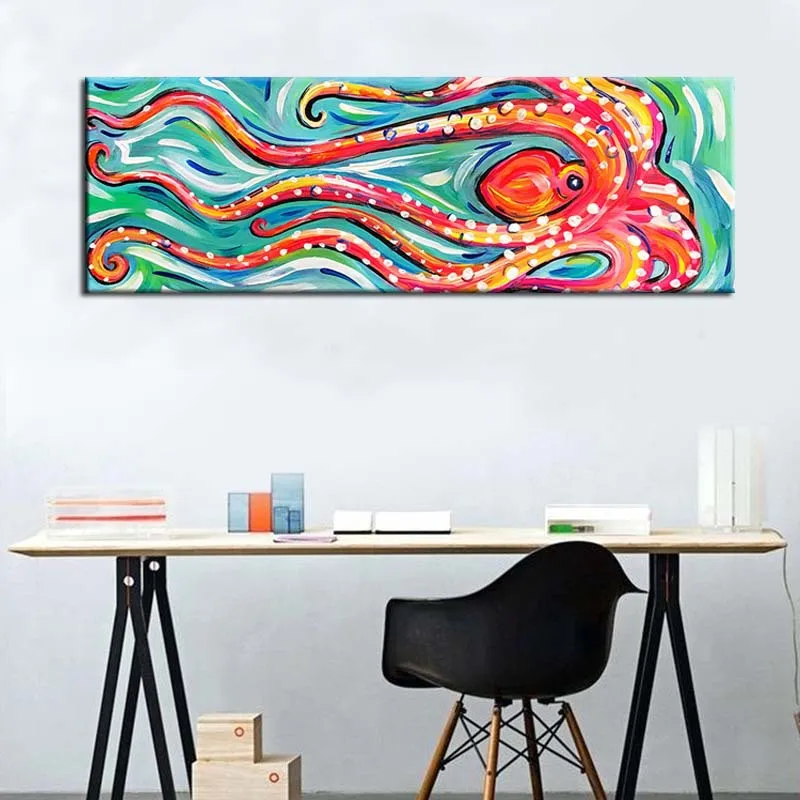 Декоративная Картина на холсте осьминог картина маслом для гостиной животное