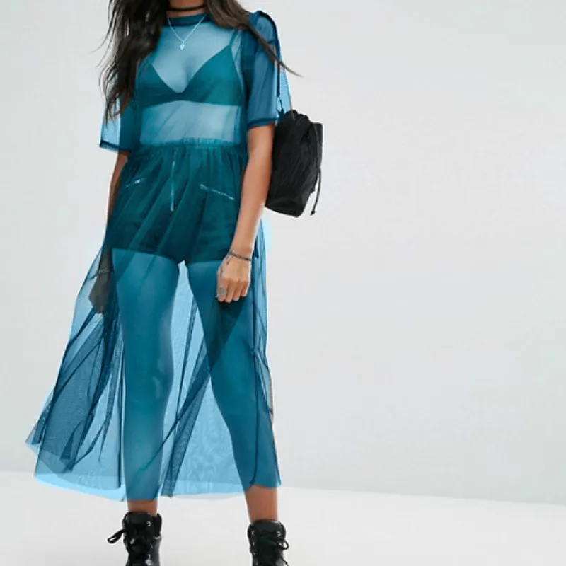 Женское прозрачное вечернее Сетчатое платье в стиле панк уличное Vestido|Женские
