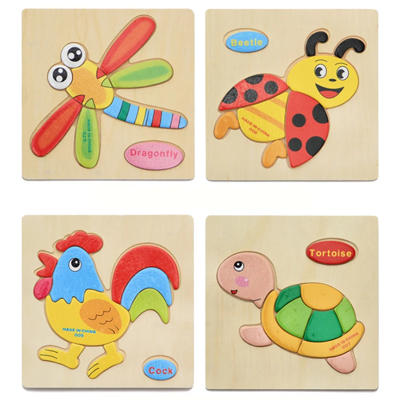 

Wood Puzzle Animal Transport Multi-Imensional 3D Jigsaw Multilayer Cartoon Puzzle Educational Montessori Toy for Child