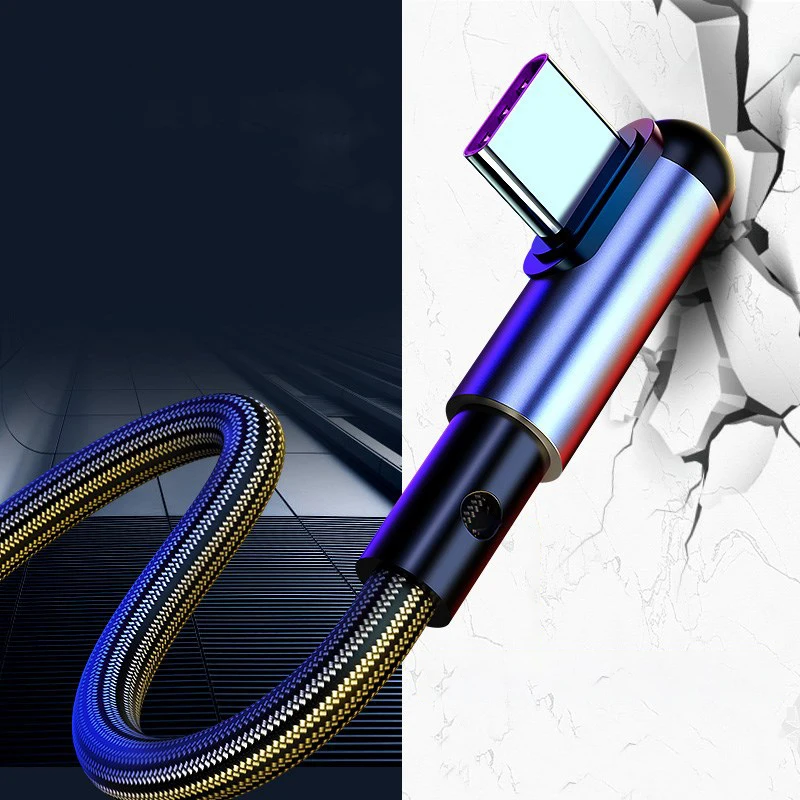 Кабель с разъемом USB типа C зарядный кабель 3A локоть для быстрой зарядки Samsung S10 Xiaomi