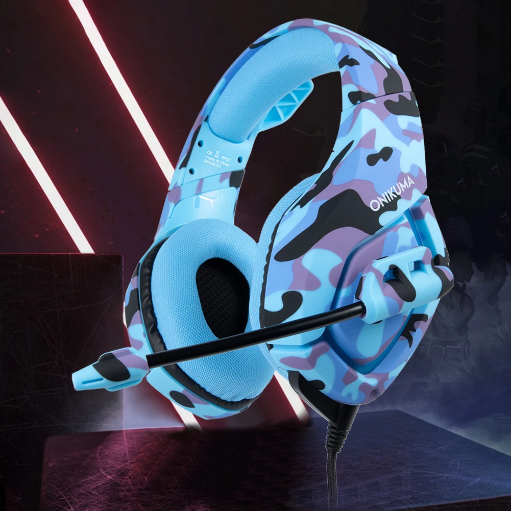 

ONIKUMA K1B Camouflage Headphone with Microphone 3.5mm Wired Over-Ear Headset for Computer Tablets Smartphone