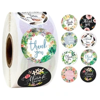 500pcs creative thank you flower round seal sticker tags for gift packing bag box home diy baking decorative stickers