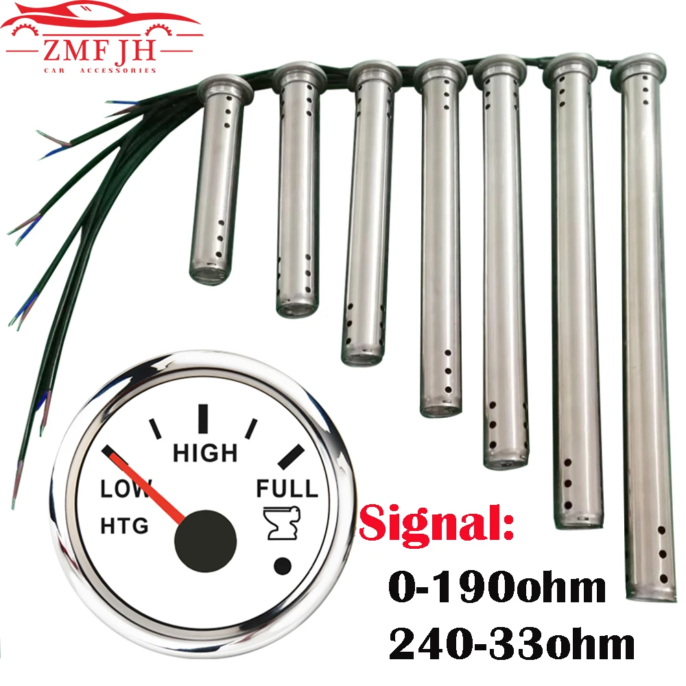 

New Boat Car 52mm Gauge HTG Sewage Level Gauge with Alarm Fit 0-190ohm/240-33ohm Holding Tank Sewage Level Sender Sensor