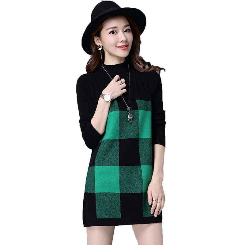 

2020; Сезон весна-осень; Женские вязаные свитера; Пуловеры; Женские полуботинки с высоким воротником, свитер в клетку платье сужающаяся к талии футболка внешняя одежда W32