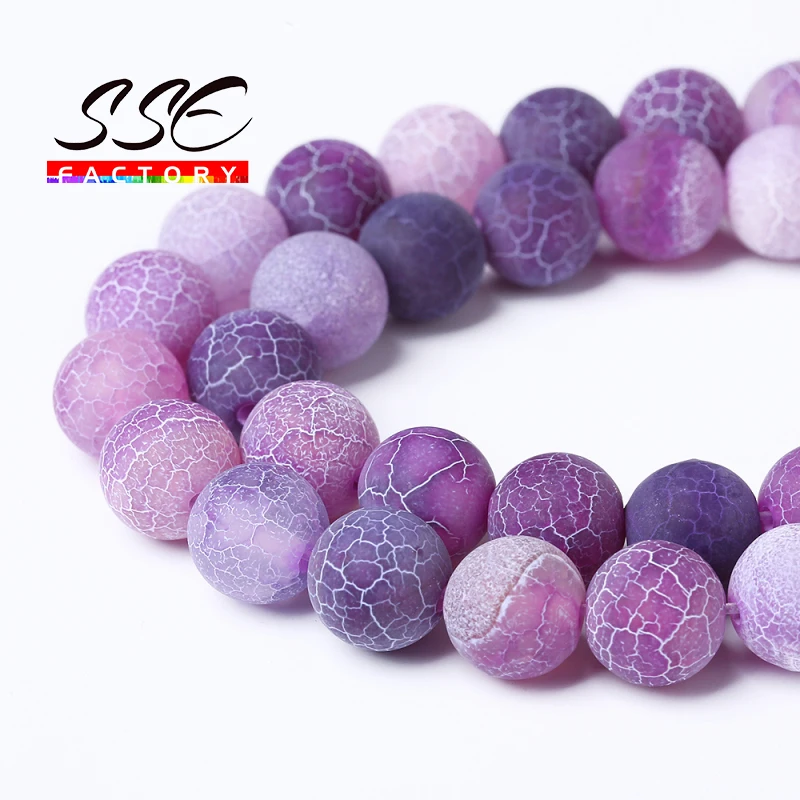 

Natural Stone Beads Frost Purple Cracked Dream Fire Dragon Veins Agates Beads For Jewelry Making DIY Bracelet 15" 4/6/8/10/12mm