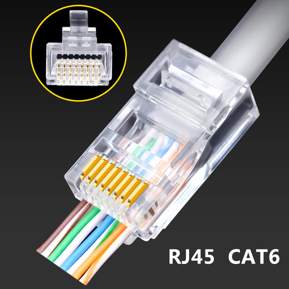 

Горячая Распродажа, 50 шт в наборе, Вилки разъемы RJ45 экранированный разъем Cat5e Cat6 сети Rj45 разъем Вилки