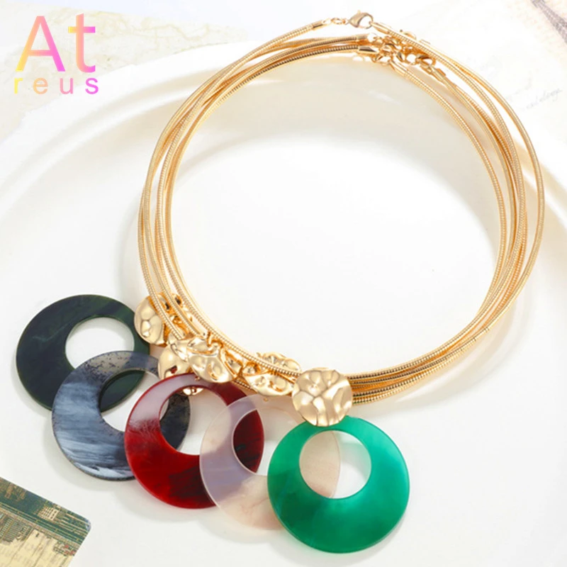 Панк женский Ошейник Колье Макси Большой Круг ацетат прочные металлические