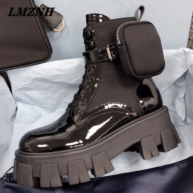 

Модные брендовые женские короткие ботинки LMZNH, однотонные дизайнерские ботинки на платформе, женские ботинки Martin, новинка 2021 года, женские б...