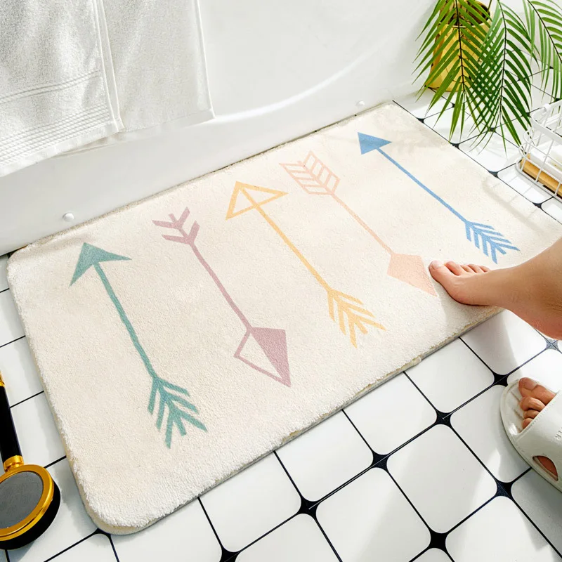 

Floor Mats Simple Abstract Square Pixel Line Rugs Home Entrance Carpet Bedroom Toilet Bathroom Door Absorbent Non-Slip Foot Pad