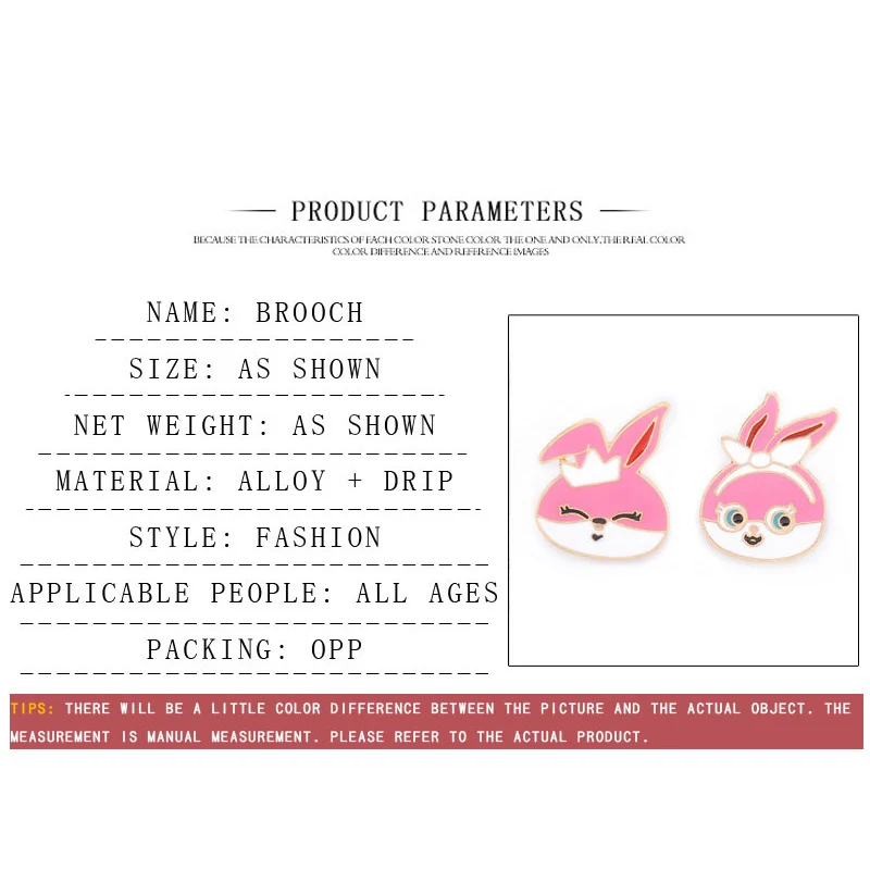 Брошь в виде Милого Животного из мультфильма CreativeJewelrys розовый кролик корона