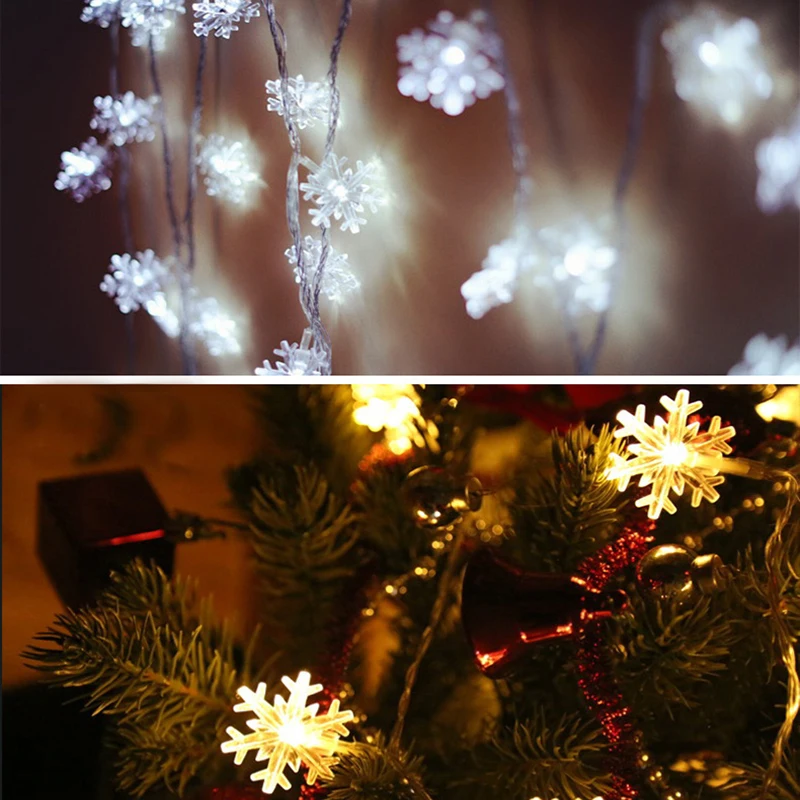 

3M LED Snowflake Fairy Lights String Twinkle Garlands Battery Power Christmas Lamp Party Garden Home Curtain Wedding Decor Light