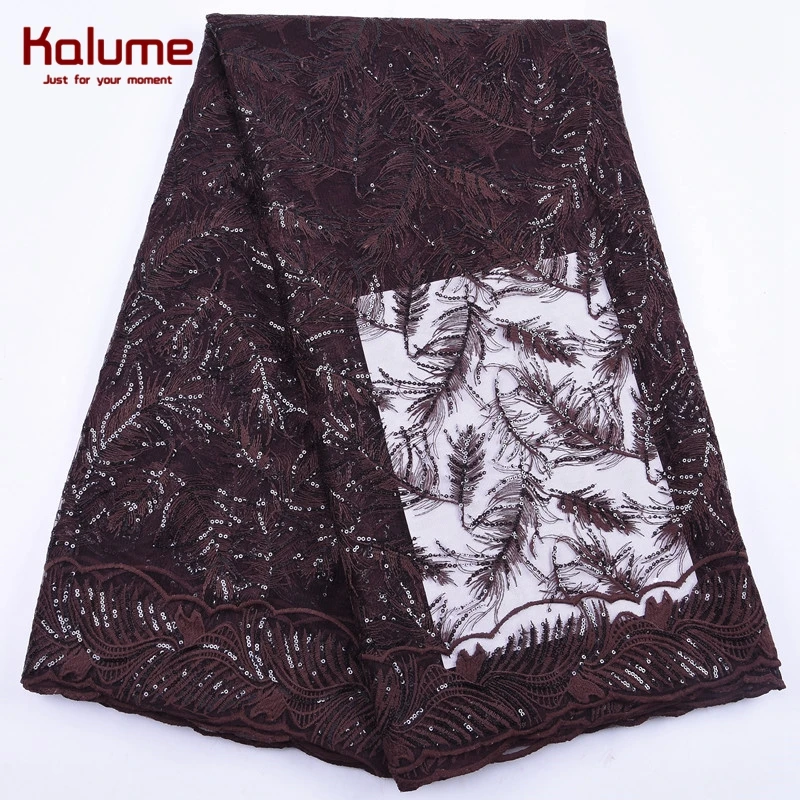 

Kalume Cyan Sequins African Milk Silk Lace Fabric Soft Nigerian Tulle Lace Fabric High QUality French Lace For Party Dress 2162