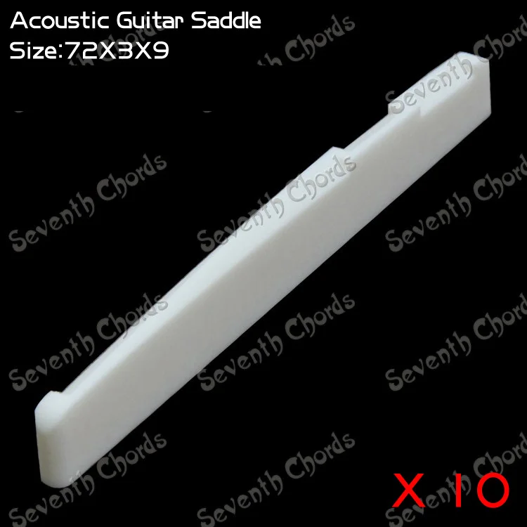 

10 Pcs Bone Acoustic Guitar Bridge Saddle Fully Compensated 72 x 3 x 9mm