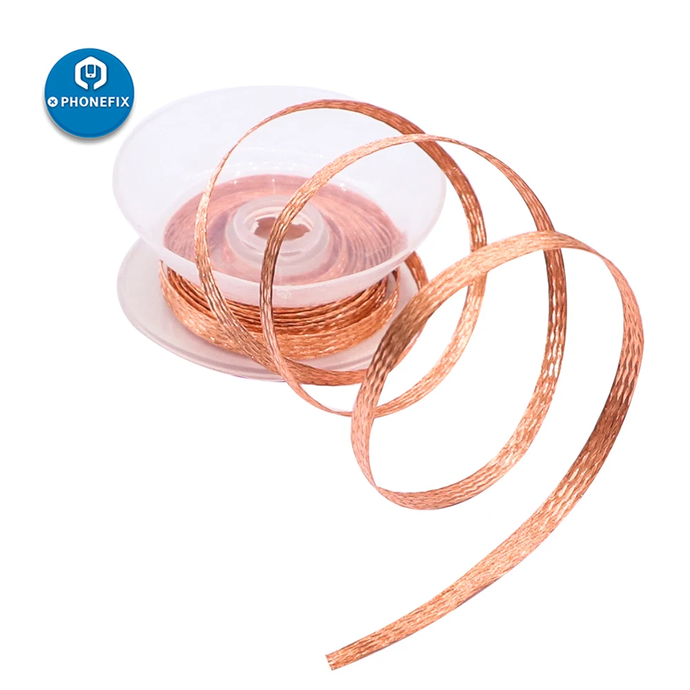 Mecha para reparación de cables, 1 unidad de 2,0mm, 3,5mm, 1,5 M, BGA, soldadura trenzada, reparación de soldadura, línea de absorción de estaño