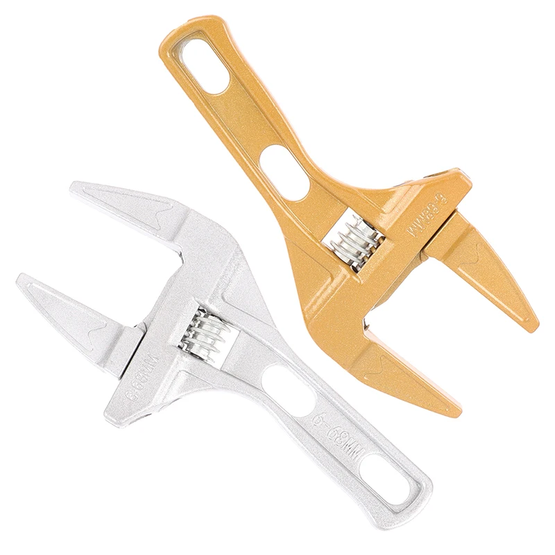 

1pc Short Shank Large Opening Bathroom Wrench Tool Aluminum Alloy Adjustable Snap Wrench Spanner Repair Set Tools