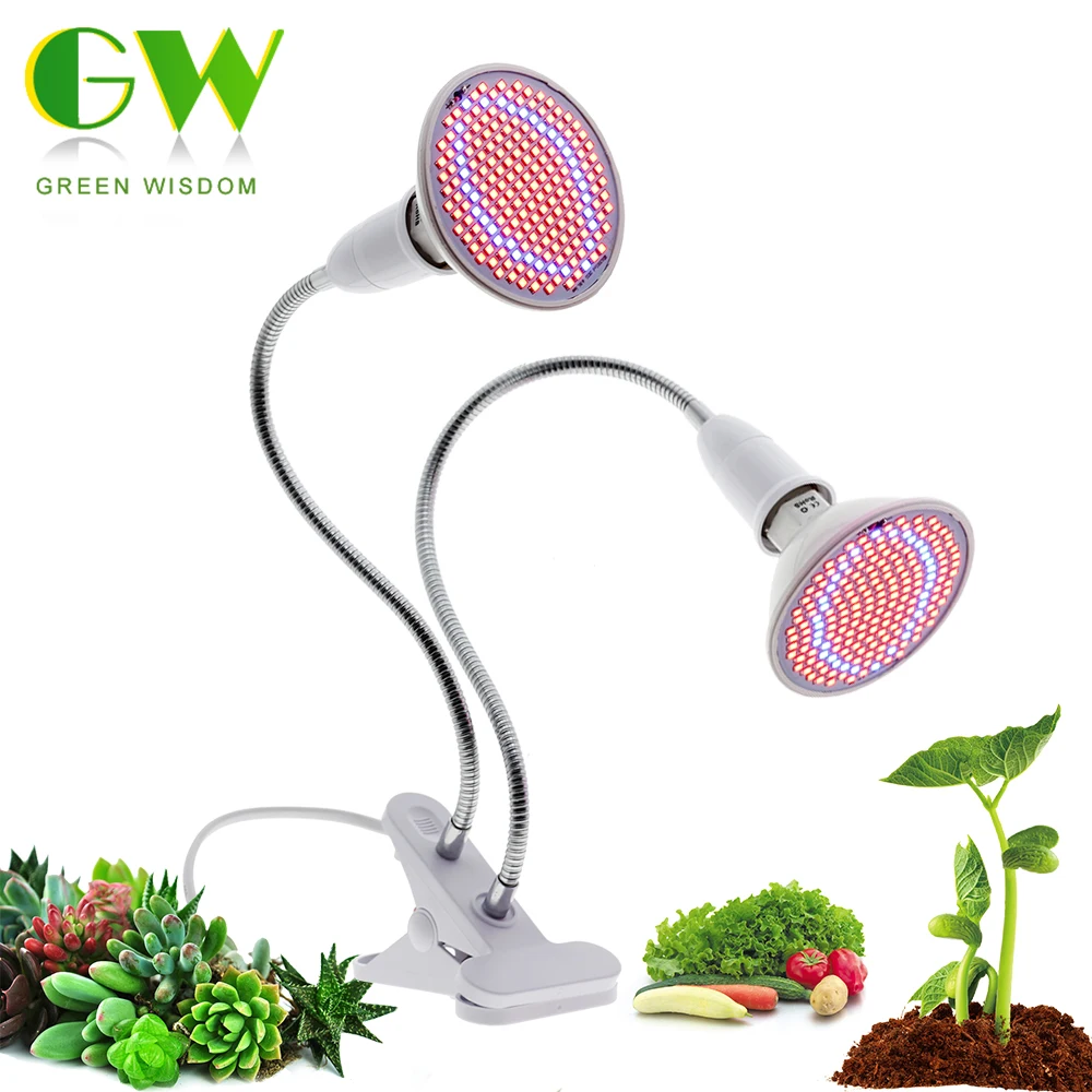 220V Phytolamp E27 полный спектр светодиодный Grow светильник гибкий металлический шланг зажим-по выращиванию светильник s Крытый Фито лампы для растений, цветы