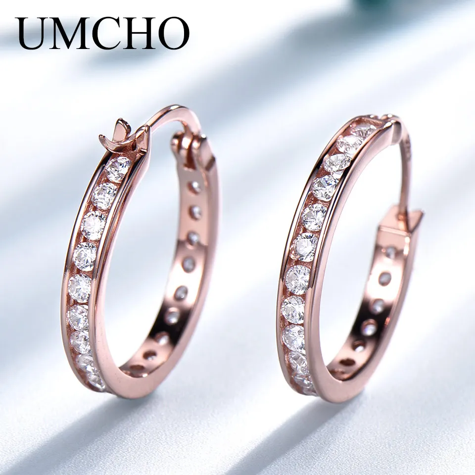 UMCHO 925 пробы серебряные серьги кольца трендовые подлинные покрытые розовым