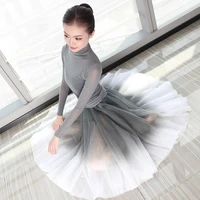 women ballet leotards adults dance tops skirts suits adults soft gradient gray ballet dress dance costumes