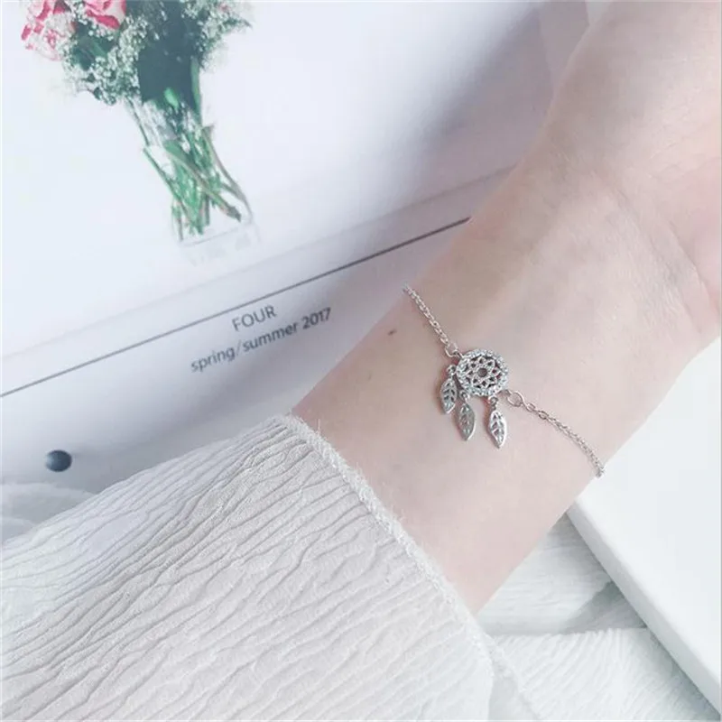 

POFUNUO 925 Sterling Silver Full Zircon Ethnic Style Bracelets Luxury Women Stylish Fashionable Flower Leaf Charm Chic Bracelet