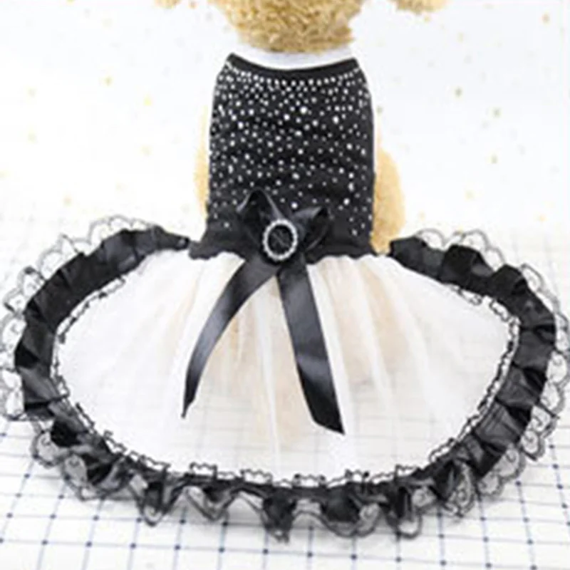 

Dog Spring and Summer Clothes Skirt Pet Supplies for Small Dog Black Lace Wedding Dress Dog Cloth Sweet