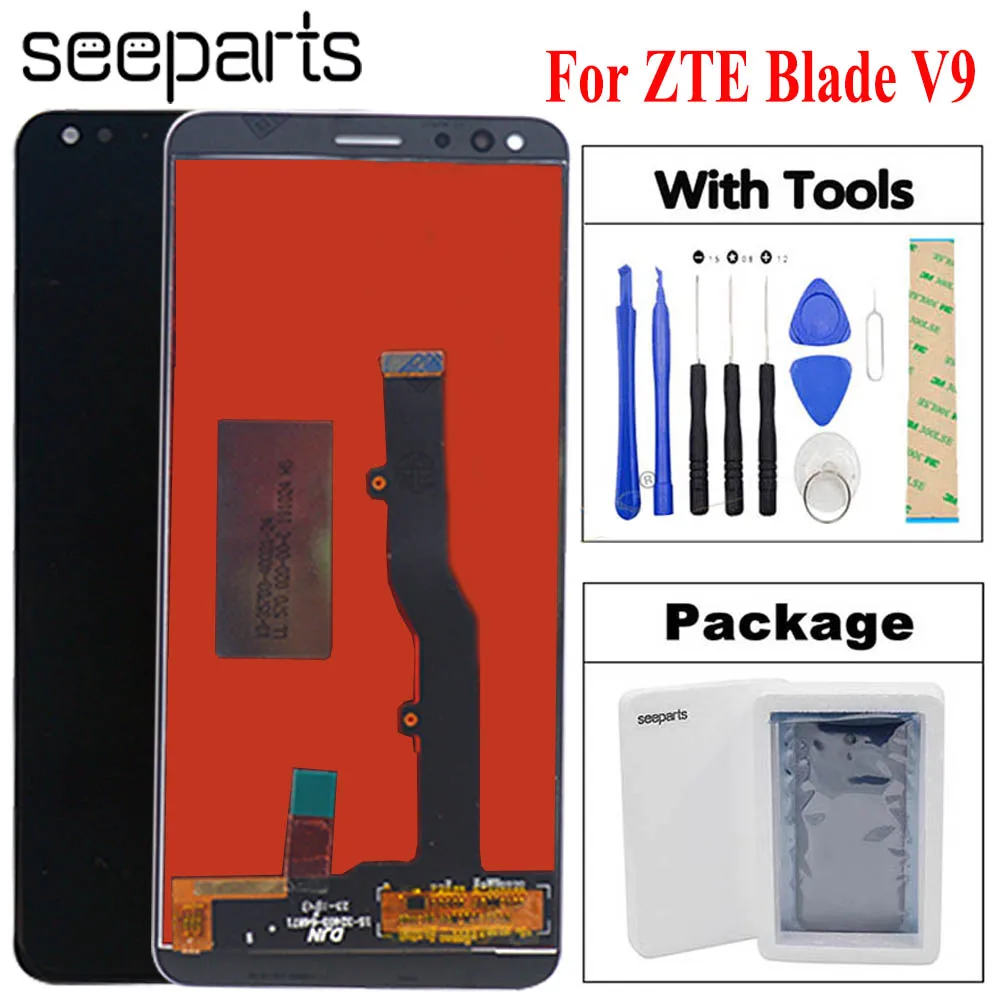 5 7 ''Новый черный/золотой для ZTE Blade V9 V0900 Полный ЖК дисплей + кодирующий