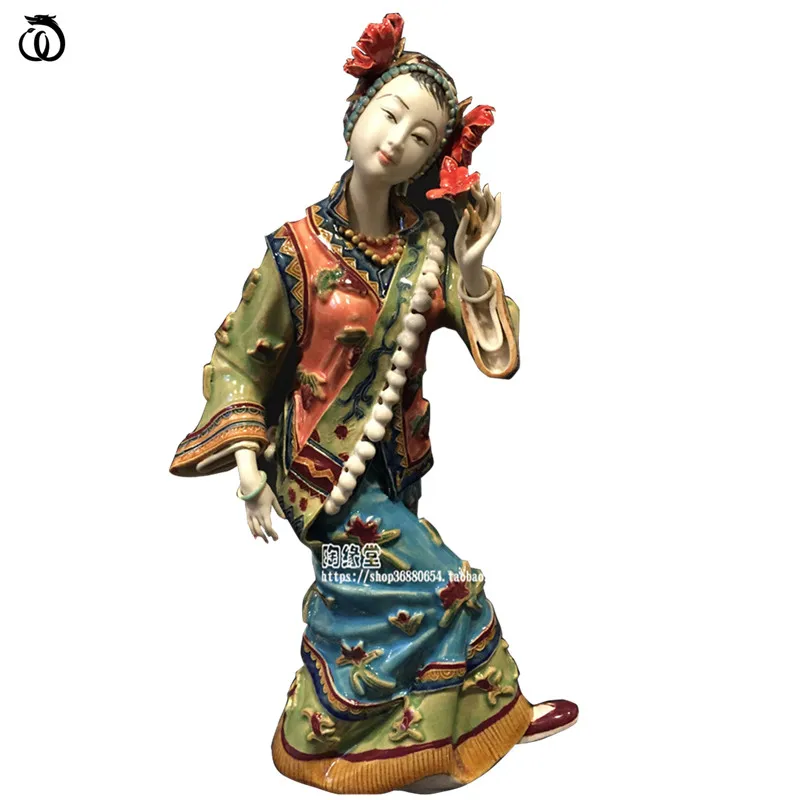 

WU CHEN LONG Chinese Style Classical Ceramic Beautiful Women Statue Decoration Lady Art Sculpture Craft Desktop Home Decor R6995