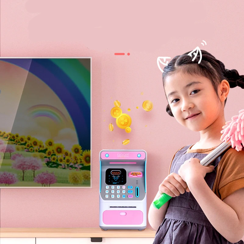 

Simulated Face Piggy Bank Safe Money Box Fingerprint Piggy Bank For Banknotes ATM Machine Money Password Kid Gift Decorative Box