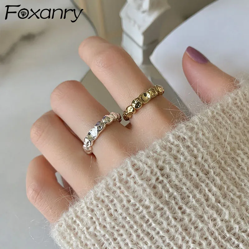 

Минималистичные серебряные кольца FOXANRY для женщин, модные элегантные парные уникальные нестандартные украшения для вечерние Ринок, подарк...