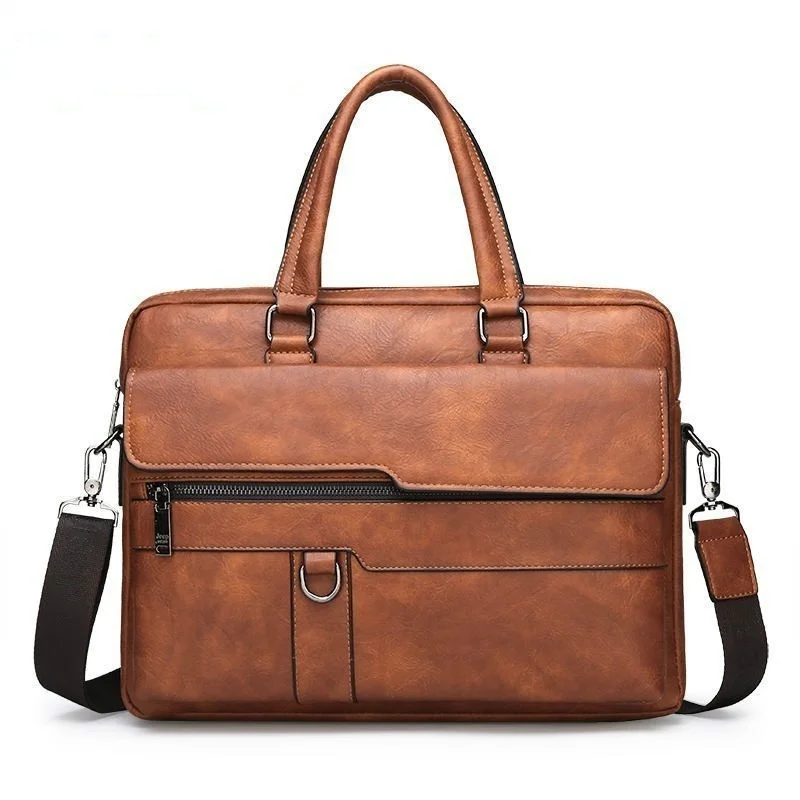 New Men Briefcase Bags Business Leather Shoulder Messenger Bags Man Work Handbag 14 Inch Laptop Bag Bolso Hombre Bolsa Masculina