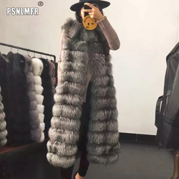 Роскошный жилет из натурального меха лисы для женщин. Новый X-Long 110 см длина