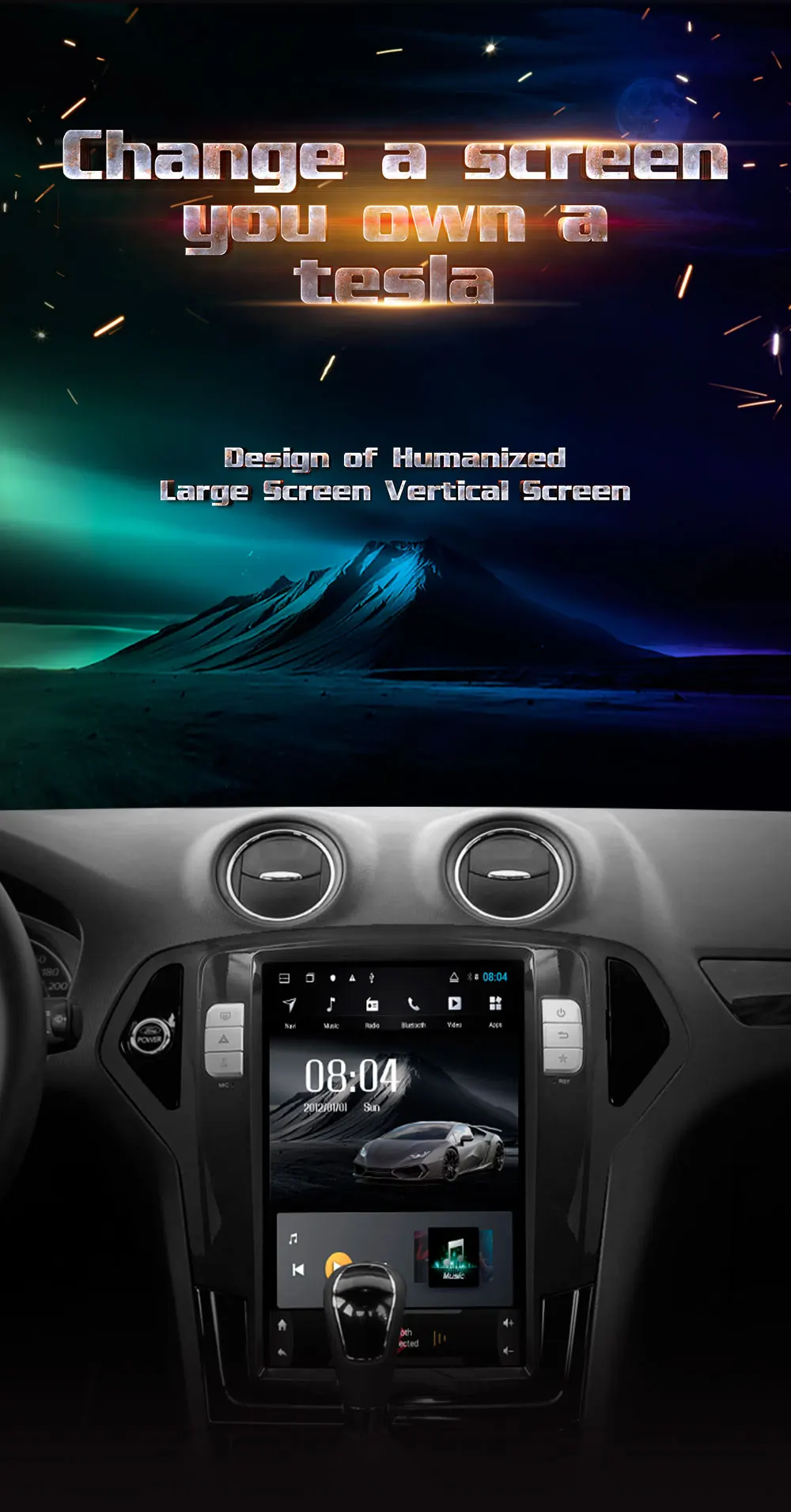 12,8 дюймов 4G Lte 64G rom Вертикальная android система для Ford mondeo 2011-2013 лет Мультимедиа Видео Радио плеер Навигация стерео
