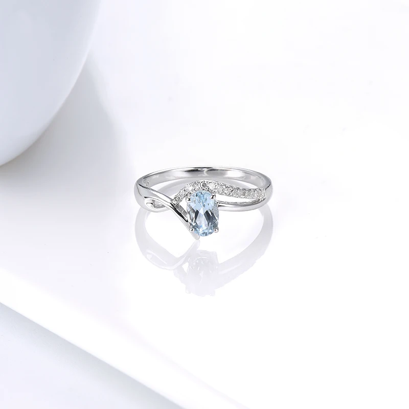 Кольцо с аквамарином LP на заказ подарок день рождения в марте однотонные кольца